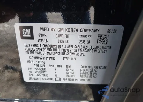 2022 Chevrolet Trailblazer Fwd Ls from USA, damaged, VIN KL79MMS23NB134835